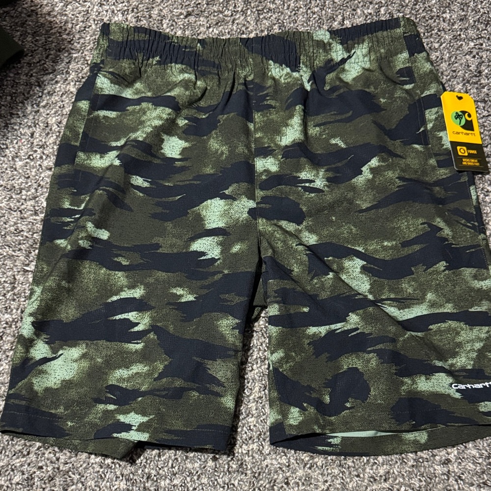 Carhartt kids Black and Green Camo Athletic Shorts